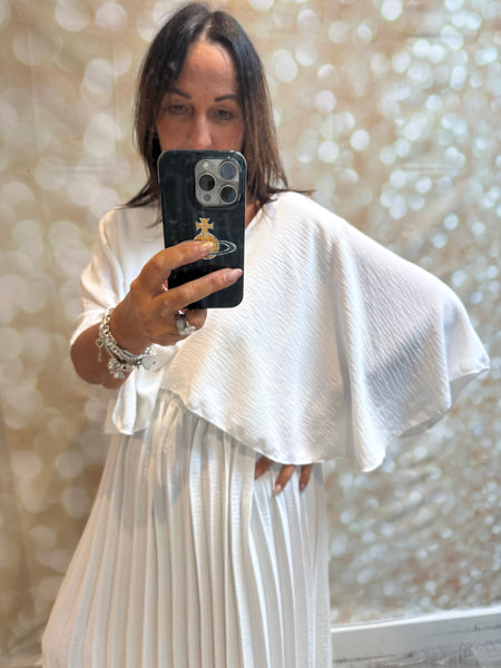 Crinkle fabric cape dress