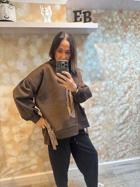 Studio Hooded Sweatshirt with leopard ties