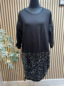 Eyelet Dress with Sequin Hem