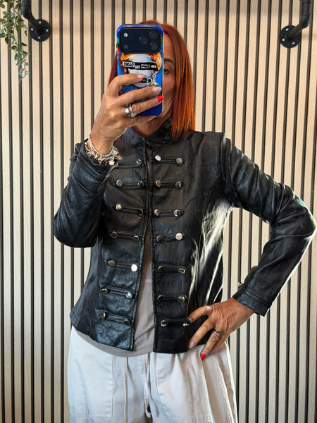 Pleather Military Jacket