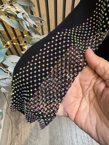 Soft Touch Jumper with Fishnet sleeves