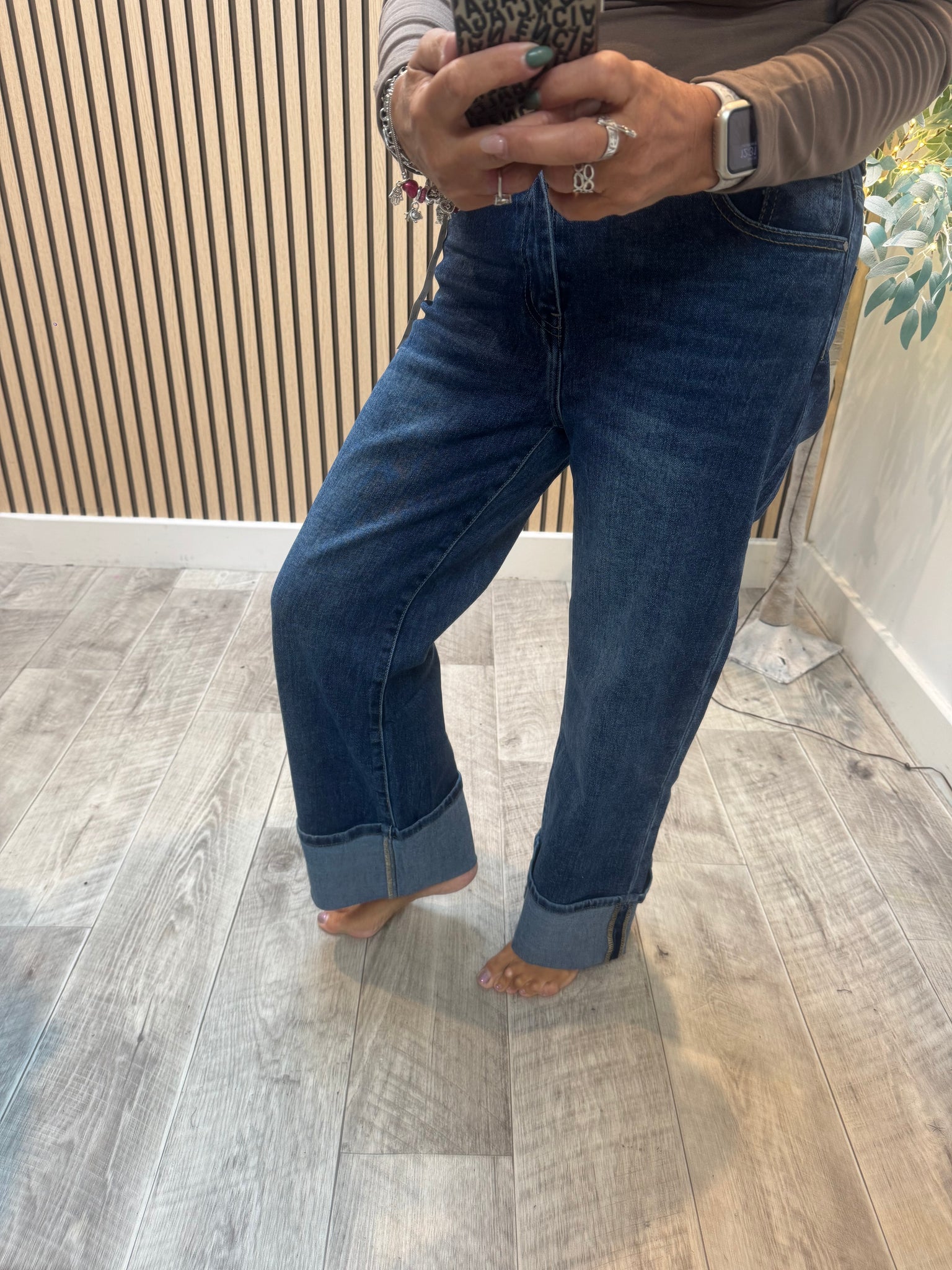 Wide leg Stretch Denim Jeans