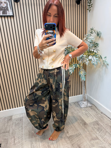 Cotton Balloon Leg Trouser with side stripe