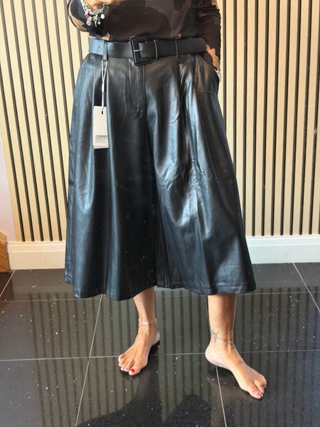 Pleather Belted  Culottes