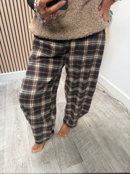 Tartan Wool Mix Cocoon Trousers