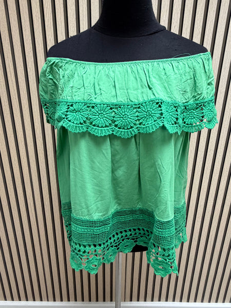 Bardot Top with crochet trim