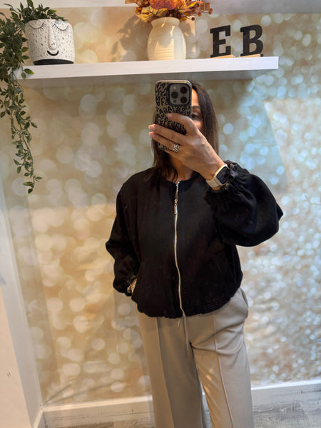 Bubble Hem Bomber Jacket