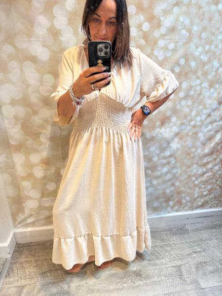 V Front Crinkle Maxi Dress