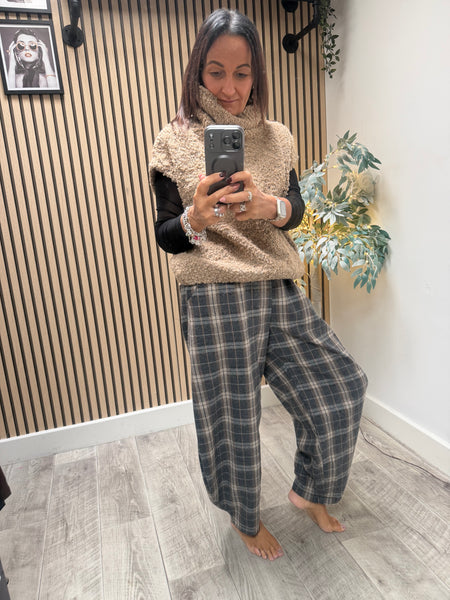 Tartan Wool Mix Cocoon Trousers