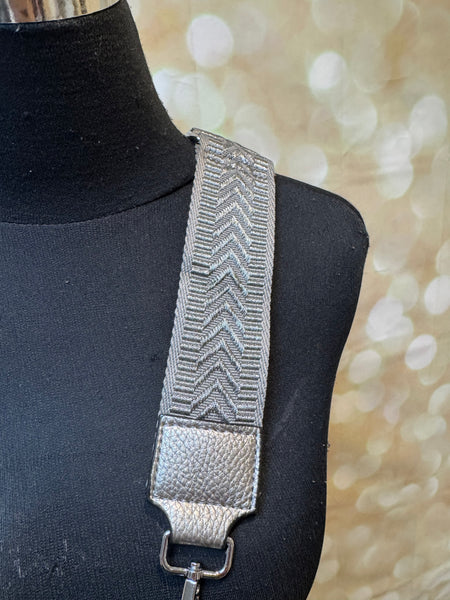 Metallic Across body Bag with woven  strap