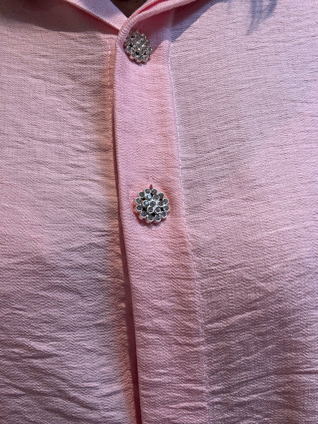 Crinkle Blouse with Diamanté buttons