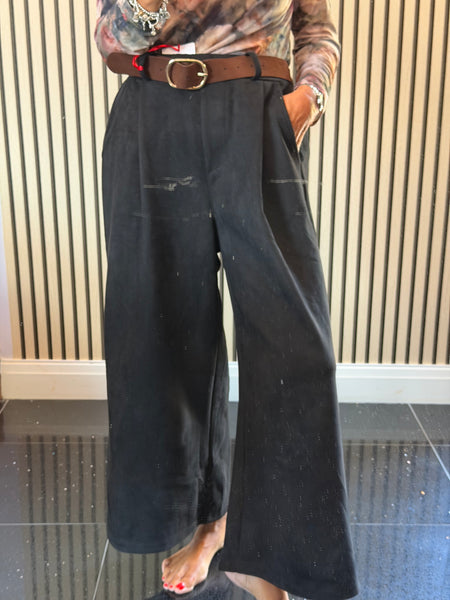Faux Suede Culotte Trousers