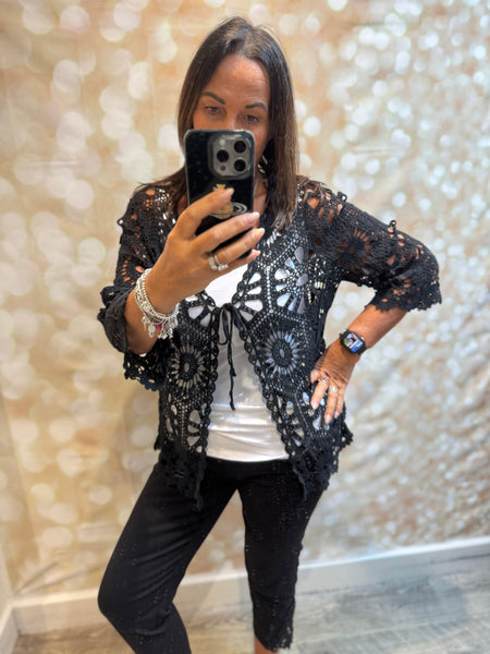 Crochet Tie Front Cardigan