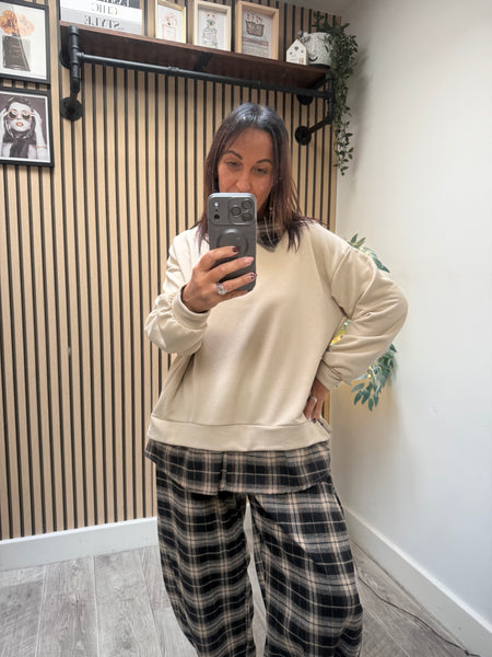 Tartan Wool Mix Cocoon Trousers