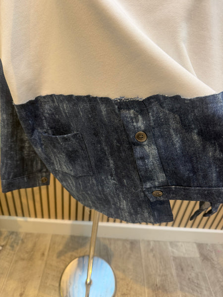 Sweatshirt with Denim Hem
