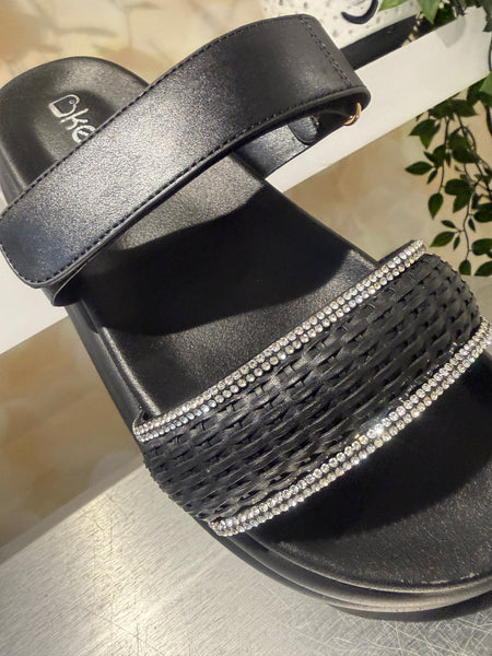 Double Strap Diamante Slider