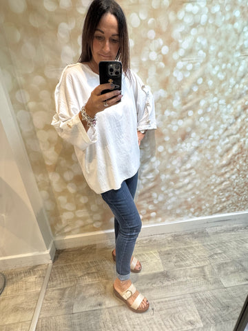 Crinkle Top with Gold buttons