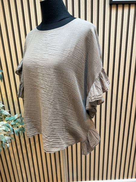 Crinkle Frill sleeve Top