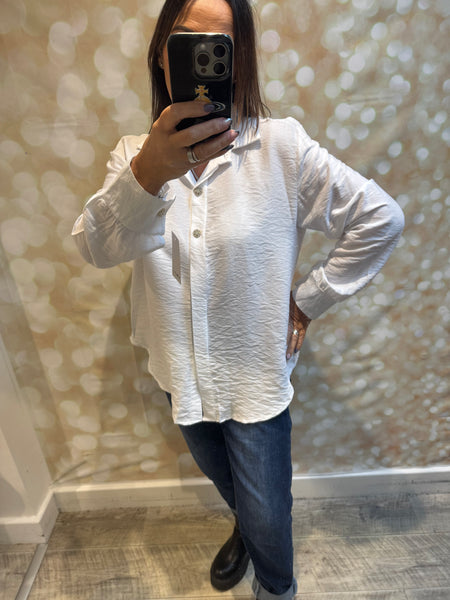 Crinkle Blouse with Diamanté buttons
