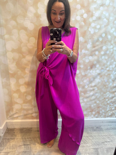 Curve Wrap Over Palazzo Jumpsuit