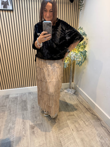 Soft Fur Top with Brooch