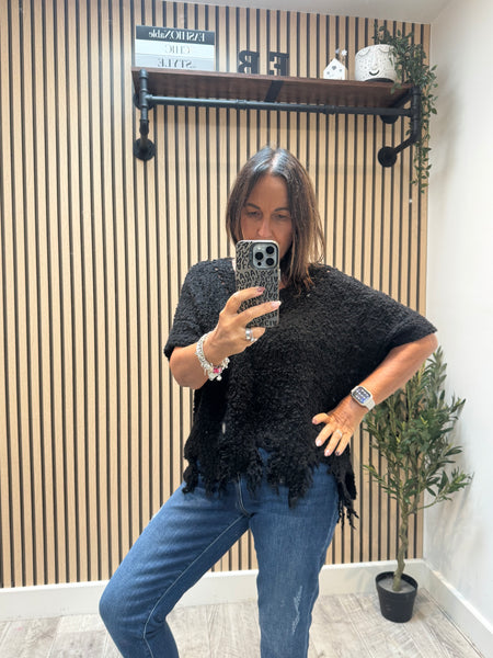 Distressed Hem Chunky popcorn Jumper