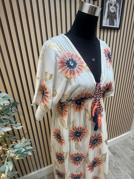 Embroidered chiffon Maxi Dress