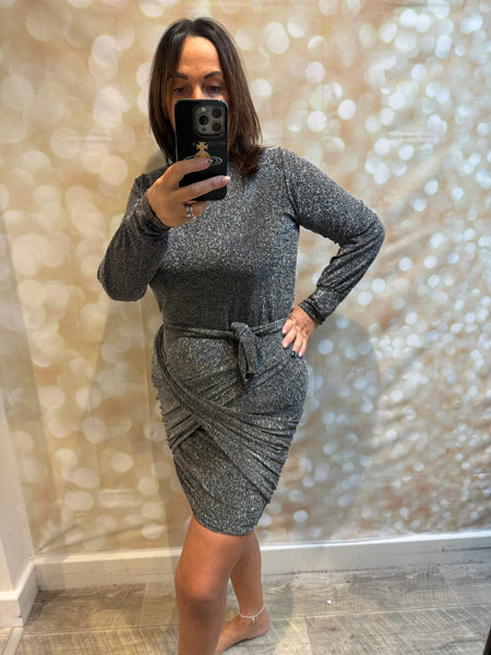 Glitter Wrap  Front Sparkle Dress