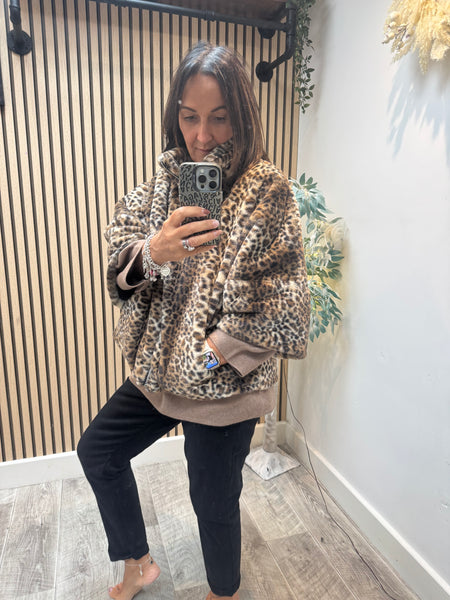 Fur Leopard Cropped Coat