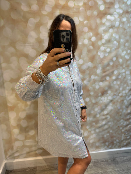Sequin Shirt Dress