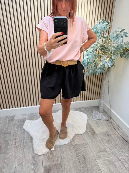 Crinkle Belted Shorts