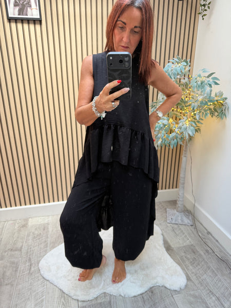 Crinkle cuffed  trousers /Hi Lo Top