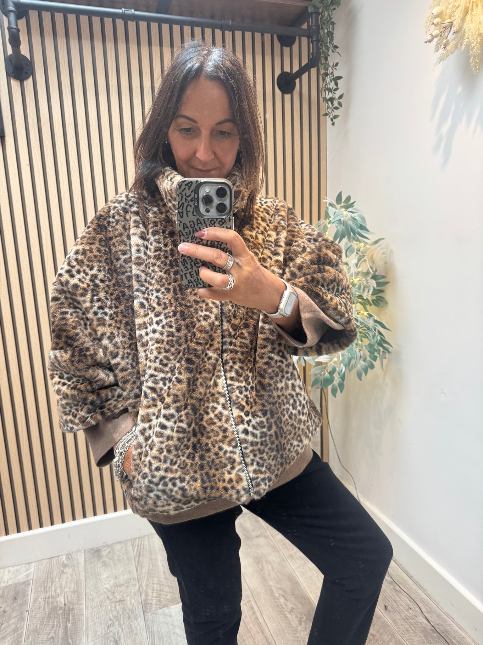 Fur Leopard Cropped Coat