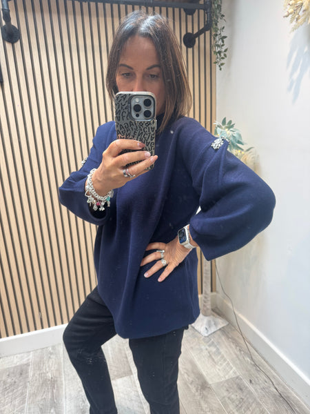 Embellished Balloon Sleeve Jumper