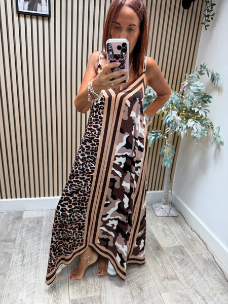 Silky Leopard / Camo  Maxi Dress