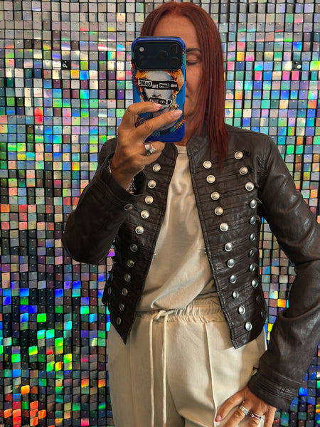 Pleather Military Jacket
