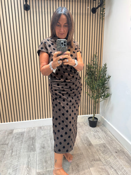 Spotted High Neck Scuba Dress