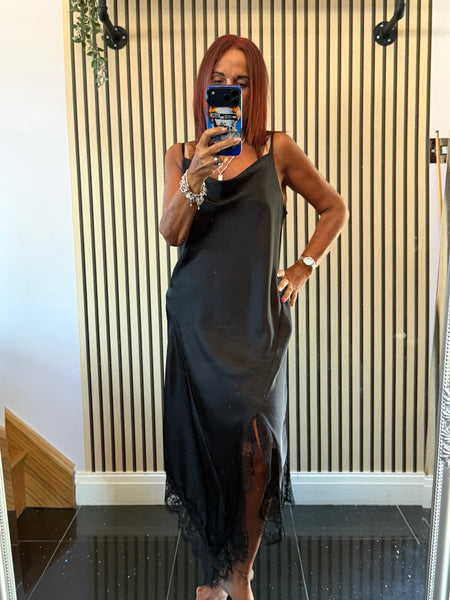 Studio Silky longline Dress with Lace trim