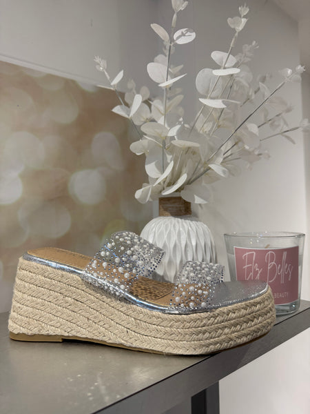 Wedge Diamante Strap Sandal