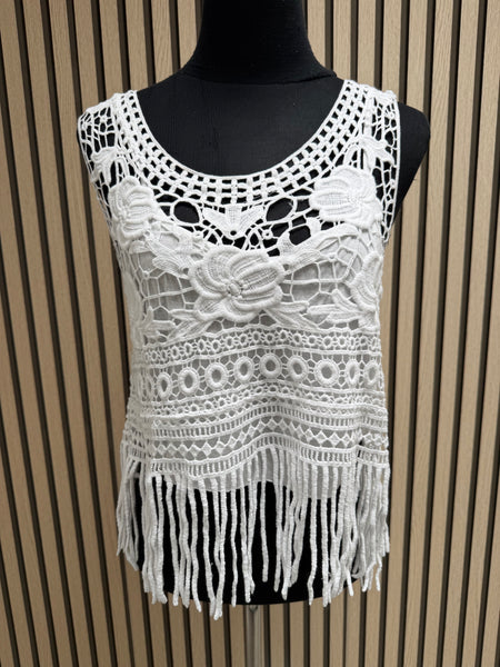 Crochet Fringed Boho Vest