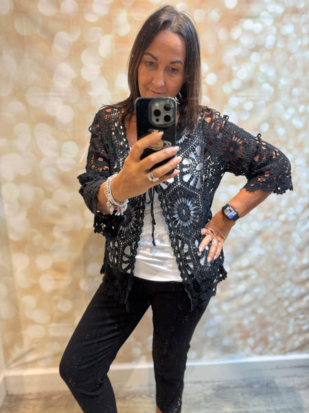 Crochet Tie Front Cardigan