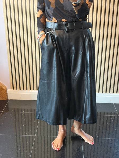 Pleather Belted  Culottes