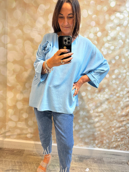 Crinkle Rosette Top