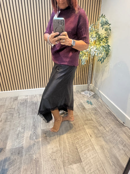 Studio Silky longline Skirt with Lace trim