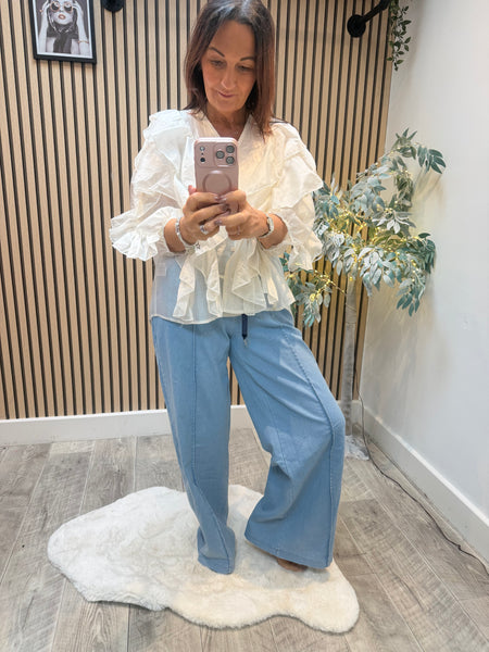 Silky sheer Frill blouse