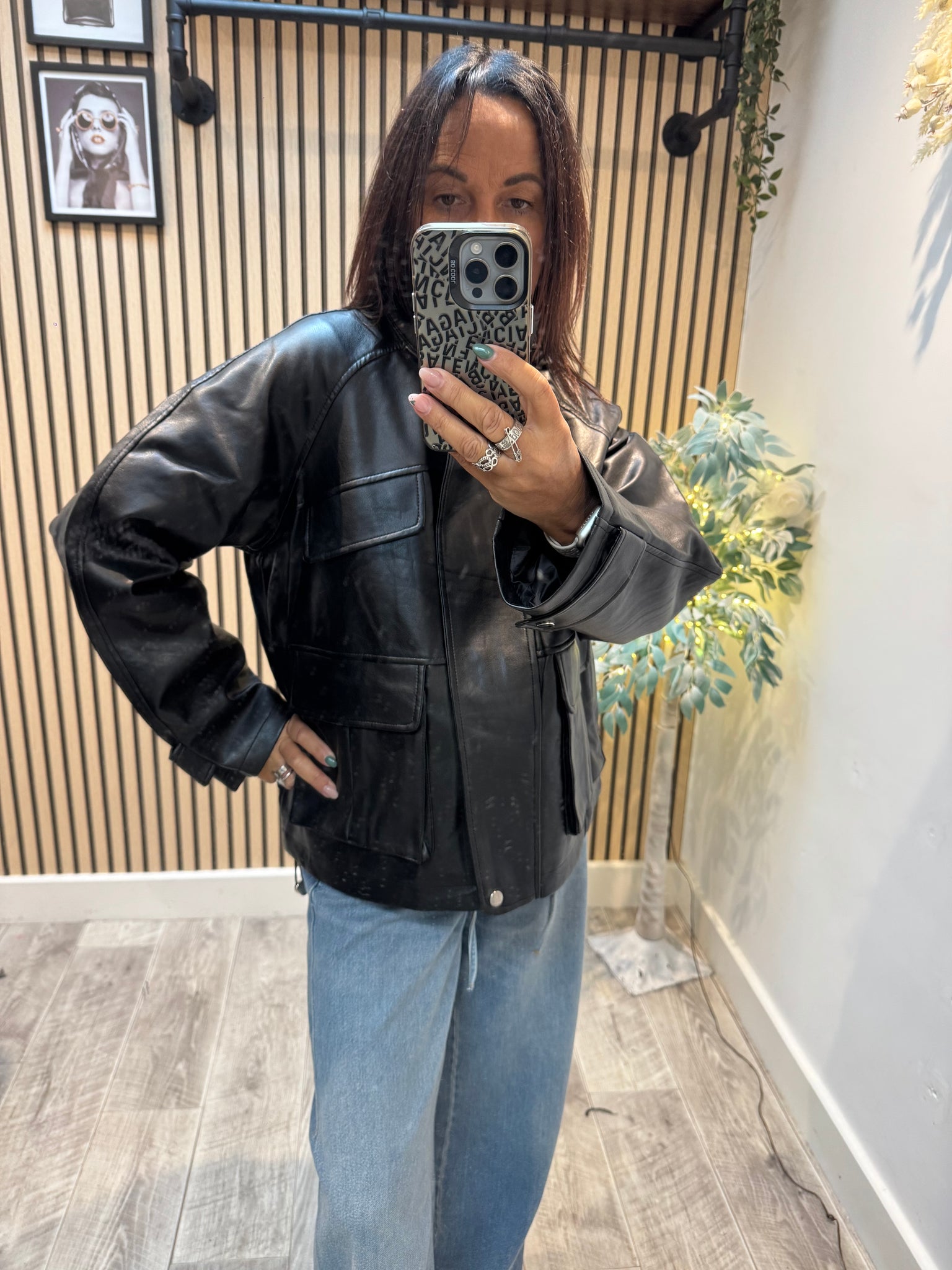 Pleather Style Biker Jacket