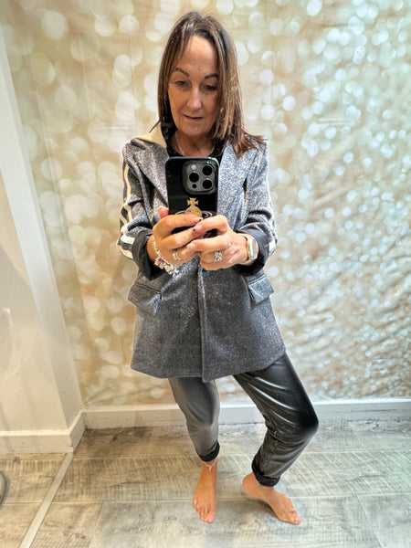 Zeta Otto Sparkle Hooded Long Sleeve Blazer