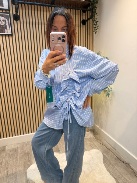 Pinstripe Rouched Front shirt