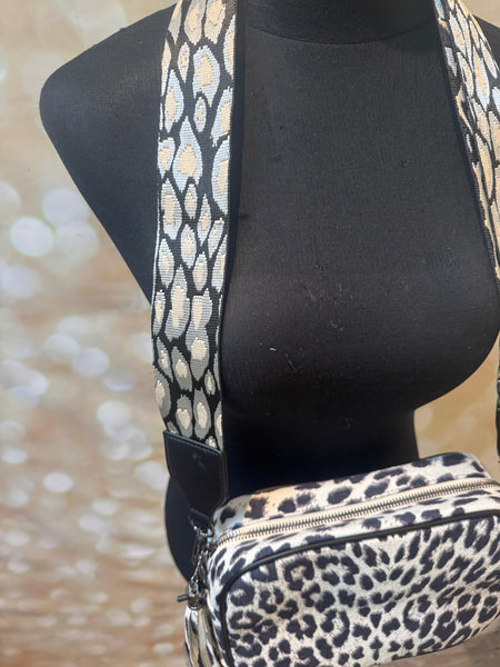 Faux Suede Leopard Bag with leopard Strap