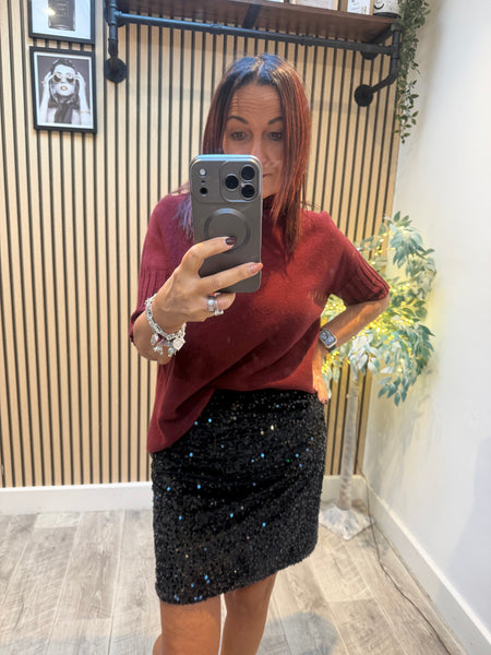 Studio Velour/Sequin Mini  Skirt